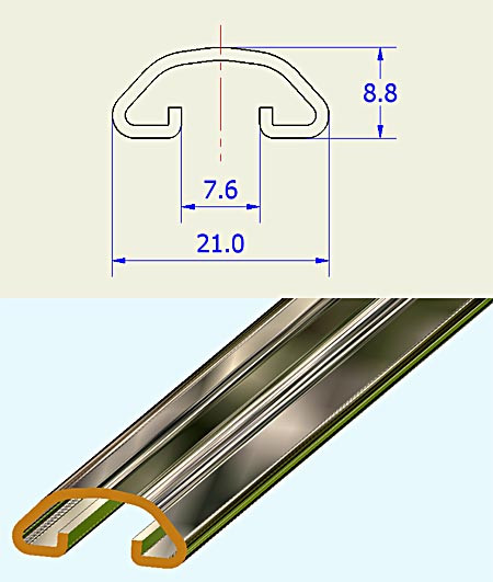Chrome bonnet strip hinge - 845mm length