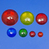 Prismatic crystal glass lenses - 11, 13, 18, 20, 25, 30 & 35mm diameter, various colours