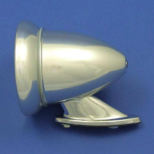Rear view bullet mirror - Wing mounted, 4" diameter, alloy