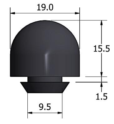 Rubber buffer and stop - 19mm diameter x 15mm high top section