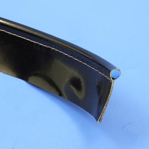 Wing piping - Smooth, patent black leathercloth, 8mm bead, 32mm flange