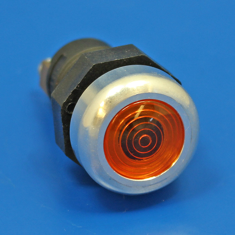 Panel mounted warning light - AMBER, with alloy rim