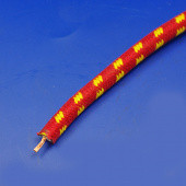 611-ry: HT ignition cable - Cotton Braided with copper core - red with yellow trace from £6.05 metre