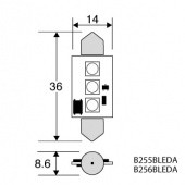 B256BLEDA: Amber 12V Flashing LED Indicator lamp - 8x36mm FESTOON fitting from £8.14 each