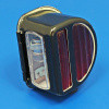 Black 'D' lamp with split red glass lens equivalent to the Lucas ST51 type lamp