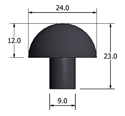 Rubber buffer and stop - 24mm diameter x 12mm high top section