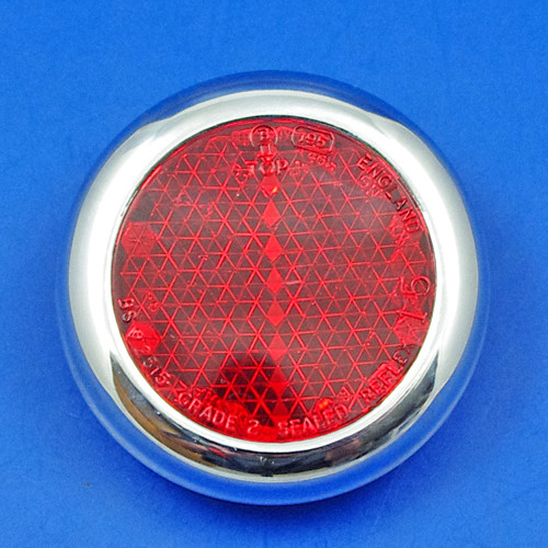 thumbnail image 2 of Genuine Lucas RER25 Red Reflector With Chrome Rim – For Classic Cars & Motorcycles 2 of 6