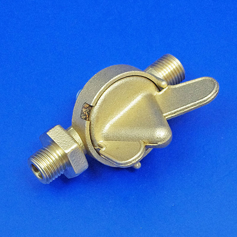 In-line circular body brass tap with 1/4" BSP threads