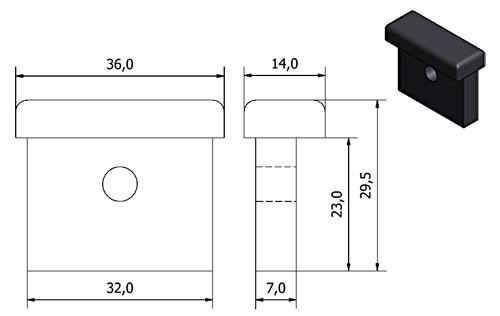 Door buffer rubber - 36mm x 31mm x 14mm thick