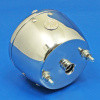 Round rear lamp LED (equivalent to the Lucas ST38/'Pork Pie') with INDICATOR conversion - Chrome with Number Plate window - FITTED LED LIGHT BOARD