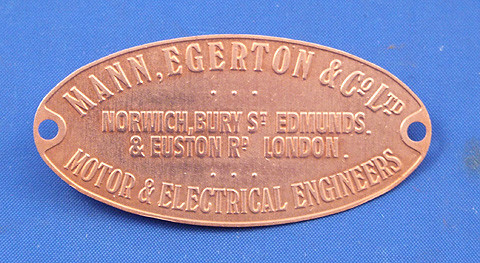 Mann Egerton & Co Ltd supplier plate