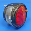 Round rear lamp LED (equivalent to the Lucas ST38/'Pork Pie') with INDICATOR conversion - Black with Number Plate window - FITTED LED LIGHT BOARD