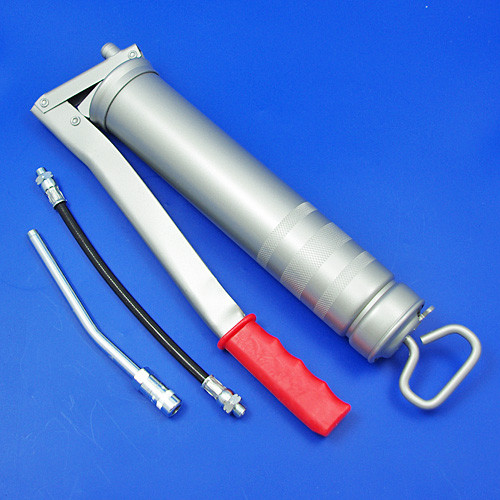 Side lever oil gun - With tubes and 4 jaw connector for hydralic nipples