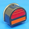 Rear 'D' lamp LED (equivalent to the Lucas ST51 lamp with split lens) with INDICATOR conversion - Black finish - Fitted LED light Board
