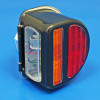 Rear 'D' lamp LED (equivalent to the Lucas ST51 lamp with split lens) with INDICATOR conversion - Black finish - Fitted LED light Board