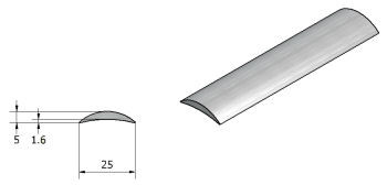 Aluminium strip 25mm half round