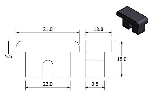 Door buffer rubber - 32mm x 18mm x 13mm thick