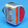 Rear 'D' lamp LED (equivalent to the Lucas ST51 lamp with split lens) with INDICATOR conversion - Chrome finish - Fitted LED light Board