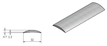 Aluminium strip 32mm half round